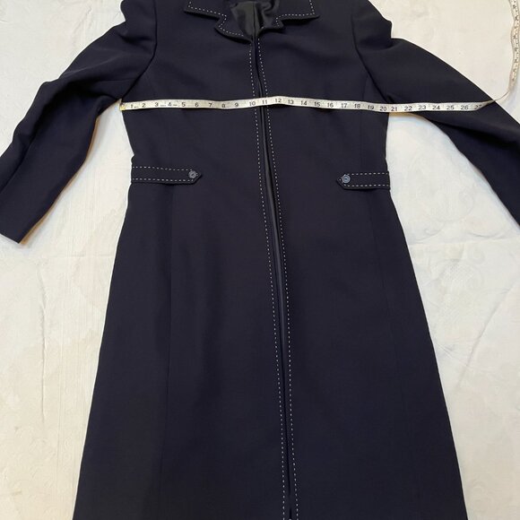 TAHARI ARTHUR S LEVINE Size 12  Navy Dark BLUE LONG JACKET COAT - Picture 6 of 9